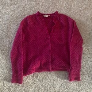 Sezane Fuchsia Ruffled Cardigan Sweater - XS